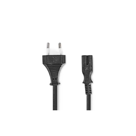 Câble d'alimentation | Euro Masculin | IEC-320-C7 | Droit | Droit | Plaqué nickel | 2.00 m | Enroulé | PVC | Noir | Label