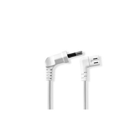 Câble d'alimentation | Euro Masculin | IEC-320-C7 | Coudé | Coudé à gauche | Plaqué nickel | 3.00 m | Plat | PVC | Blanc | Label