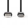 Câble USB | USB 2.0 | USB-A Mâle | USB-C™ Mâle | 2.5 W | 480 Mbps | Plaqué nickel | 1.00 m | Rond | PVC | Noir | Label