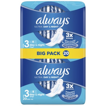 always maxi Serviette hygiénique Night avec ailettes,BigPack