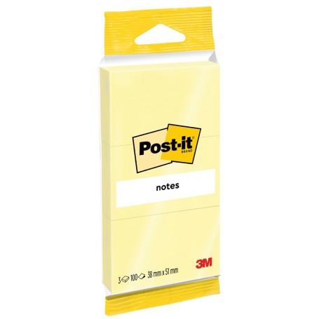 Post-it Notes adhésives, 76 x 127 mm, blister, jaune