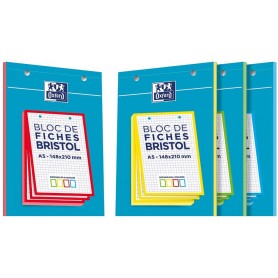 Lot de 10 : Oxford Bloc de fiches bristol, A5, quadrillé, blanc