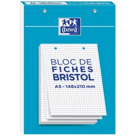 Oxford Bloc de fiches bristol, A5, uni, blanc