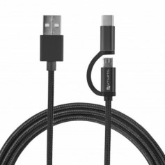 4SMARTS Micro-USB + Cable USB-C combocord 1m Black