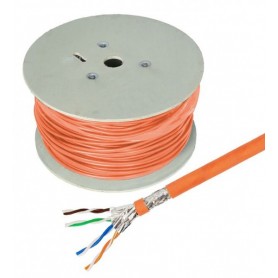  Câble de pose Cat 7, S/FTP, PiMF, LSZH, orange, 500 m