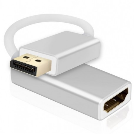  Câble adaptateur DisplayPort mâle/HDMI femelle Premium 4K Argent