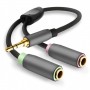  Câble Adaptateur Jack 3,5 mm mâle/2 x Jack 3,5 mm Femelle Noir