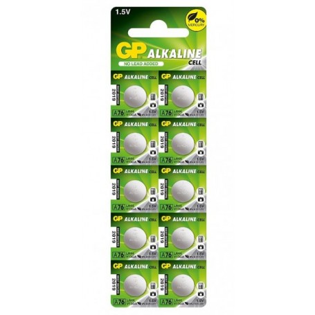 GP A76F-2C10 Pile alcaline AG13/LR44, sous blister , (1.5 V, Lot de 10)