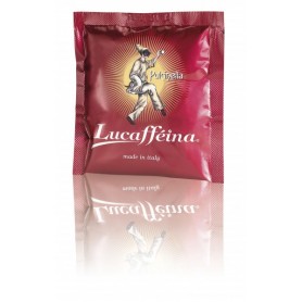 Lucaffé, Café Pulcinella, Dosettes 44mm, 150 dosettes ESE compostables en papier, Energy Coffee, mélange Arabica et Robusta, torréfié à la napolitaine