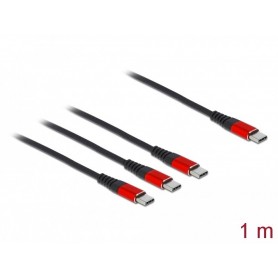 DELOCK 86713 Câble de charge, 3 en 1, C vers 3 x C, 1 m