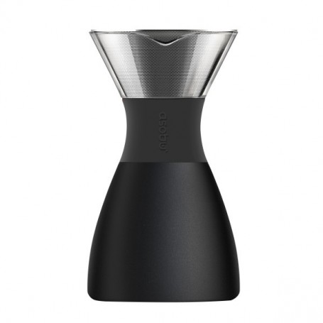 ASOBU PO300BLACK POUR Over Cafetière en Acier Inoxydable isolée, 1 Liter