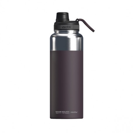 Asobu Mighty Bouteille d'eau sans BPA en acier inoxydable avec poignée ergonomique et bec verseur facile qui reste chaud/froid pendant 12/24 heures Bordeaux
