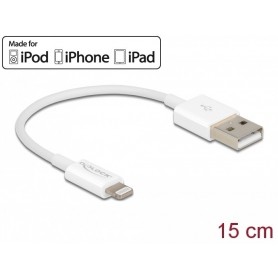 Donock USB Données et câble de charge pour iPhone ™, iPad ™, iPod ™ blanc 15 cm