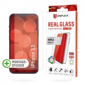  Verre véritable pour Apple iPhone 13, verre blindé extra dur (10H) + coque de téléphone portable, broderie de montage, verre trempé résistant aux rayures, revêtement high-tech anti-traces de