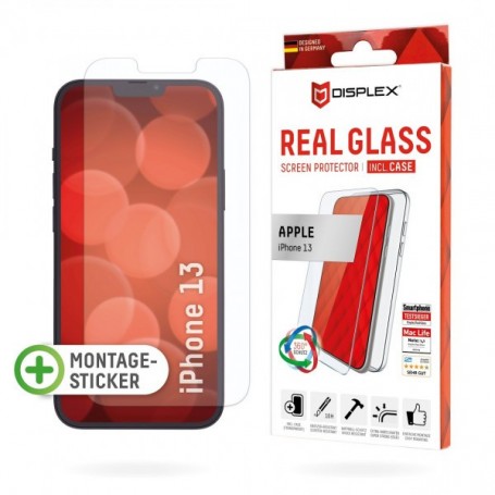  Verre véritable pour Apple iPhone 13, verre blindé extra dur (10H) + coque de téléphone portable, broderie de montage, verre trempé résistant aux rayures, revêtement high-tech anti-traces de