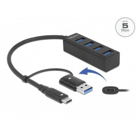 Dellock 4 Port USB 3.2 Gen 1 Hub avec USB Type-C ™ ou Connexion USB Type-A