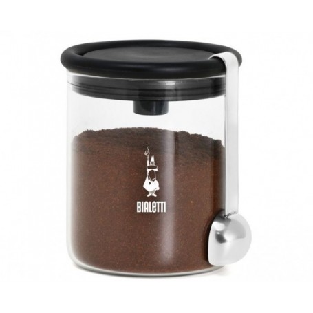 Bialetti Verre à Café Moka 250g (avec Bouchon) Verre, Noir, Transparent.