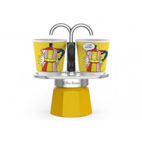 Bialetti Espresso Maker Set Mini Express Lichtenstein + 2 Espresso Macheer