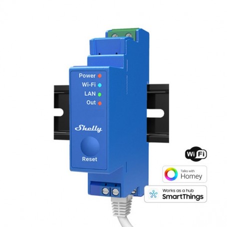 Shelly Pro 1 | Relais professionnel connecté | Interrupteur sans fil | 1 canal 16A | LAN, Wi-Fi et Bluetooth | Contacts secs | Montage rail DIN | Compatible Alexa, Google Home | App iOS Android