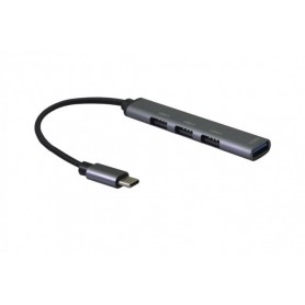 Helos Hub, 4in1 USB-C 3.2 St./3x USB-A 2.0 Bu. + 1x USB-A 3.0 Bu., Spacegrau