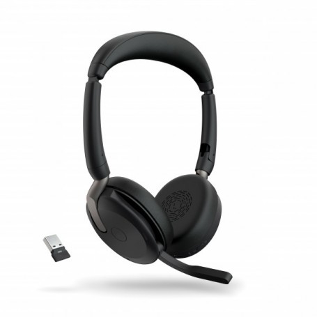 Jabra Evolve2 65 Flex - Micro-Casque stéréo sans Fil Bluetooth avec Technologie à réduction de Bruit ClearVoice et ANC Hybride - Compatible avec Les principales Plateformes UC - Noir