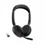Jabra Evolve2 65 Flex - Micro-Casque stéréo sans Fil Bluetooth avec Technologie à réduction de Bruit ClearVoice et ANC Hybride - Certifé MS Teams - Noir