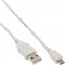 Câble InLine® Micro USB 2.0 USB Type A à Micro-B mâle blanc, 0,5 m