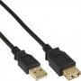 USB 2.0 Rallonge, InLine®, mâle/fem. type A, noir, contacts or, 2m