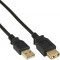 USB 2.0 Rallonge, InLine®, mâle/fem. type A, noir, contacts or, 5m