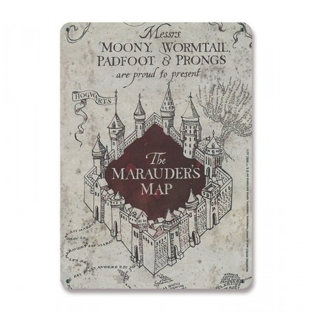 Harry Potter panneau métal Marauders Map 15 x 21 cm