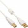 Câble InLine® USB 2.0 de type A mâle à B mâle doré avec starter en ferrite blanc 0,5 m