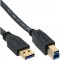 Câble plat InLine® USB 3.0 type A mâle à B mâle doré noir 2,5m