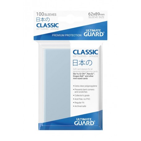 Ultimate Guard 100 pochettes Classic Soft Sleeves format japonais Transparent