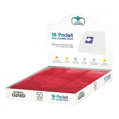 Ultimate Guard 18-Pocket Pages Side-Loading Rouge (50)
