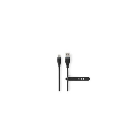 Câble USB | USB 2.0 | USB-A Mâle | USB-C™ Mâle | 15 W | 480 Mbps | Plaqué nickel | 1.50 m | Rond | Silicone | Noir | Boîte