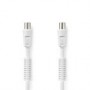 câble Coax | IEC (Coax) Mâle | IEC (Coax) Femelle | Plaqué nickel | 120 dB | 75 Ohm | Quad blindé | 5.00 m | Rond | PVC | Blanc 
