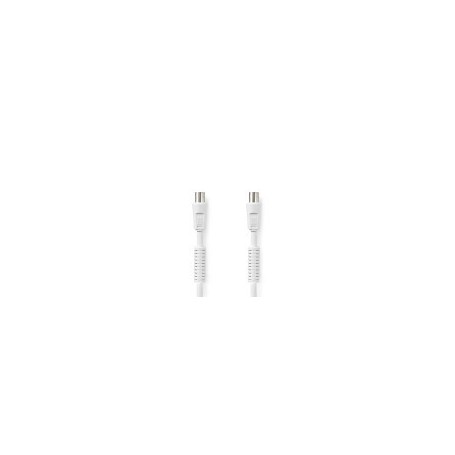 câble Coax | IEC (Coax) Mâle | IEC (Coax) Femelle | Plaqué nickel | 120 dB | 75 Ohm | Quad blindé | 5.00 m | Rond | PVC | Blanc 