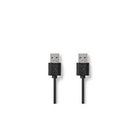 Câble USB | USB 2.0 | USB-A Mâle | USB-A Mâle | 480 Mbps | Plaqué nickel | 2.00 m | Rond | PVC | Noir | Label