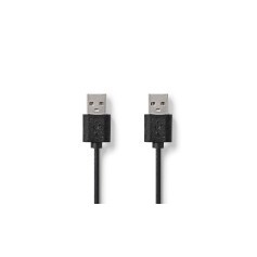 Câble USB | USB 2.0 | USB-A Mâle | USB-A Mâle | 480 Mbps | Plaqué nickel | 2.00 m | Rond | PVC | Noir | Label