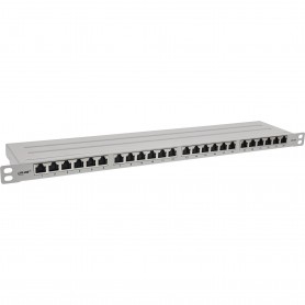 Panneau de patch Inline® 19 "Cat.6A 0,5 U 24 Port, avec protection contre la poussière, gris