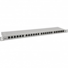 Panneau de patch Inline® 19 "Cat.6A 0,5 U 24 Port, avec protection contre la poussière, gris