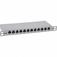 Panneau de patch Inline® 10 "Cat.6A 0,5U 12-port, avec protection contre la poussière, gris