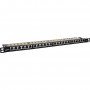 Panneau de patch Inline® 19 "Cat.6a 0,5 U 24 Port, avec protection contre la poussière, noir
