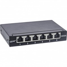 Panneau de patch Inline® Cat.6A 0,5U 6 ports, pour table / mur / rail, avec protection contre la poussière, noir