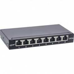 Panneau de patch Inline® Cat.6A 0,5U 8 port, pour table / mur / rail, avec protection contre la poussière, noir