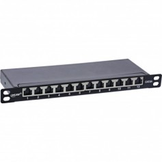 Panneau de patch Inline® 10 "Cat.6A 0,5U 12-port, avec protection contre la poussière, noir