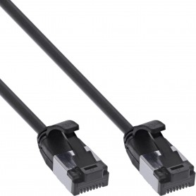 Câble de patch Inline® Slim, U / FTP, Cat.8.1, TPE sans halogène, noir 0,3 m