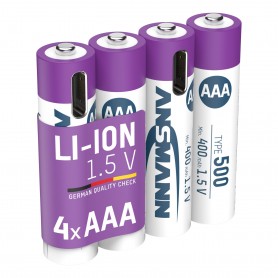 ANSMANN 1311-0028 Batteries rechargeables Li-ion Micro AAA Type 500 (min. 400 mAh) Boîte à 4 pack