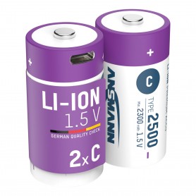 ANSMANN 1313-0004 Batteries rechargeables Li-ion bébé C Type 2500 (min. 2300 mAh) Boîte de 2 packs
