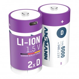 ANSMANN 1314-0005 Batteries rechargeables Li-ion Mono D Type 6000 (min. 5400 mAh) Boîte de 2 packs